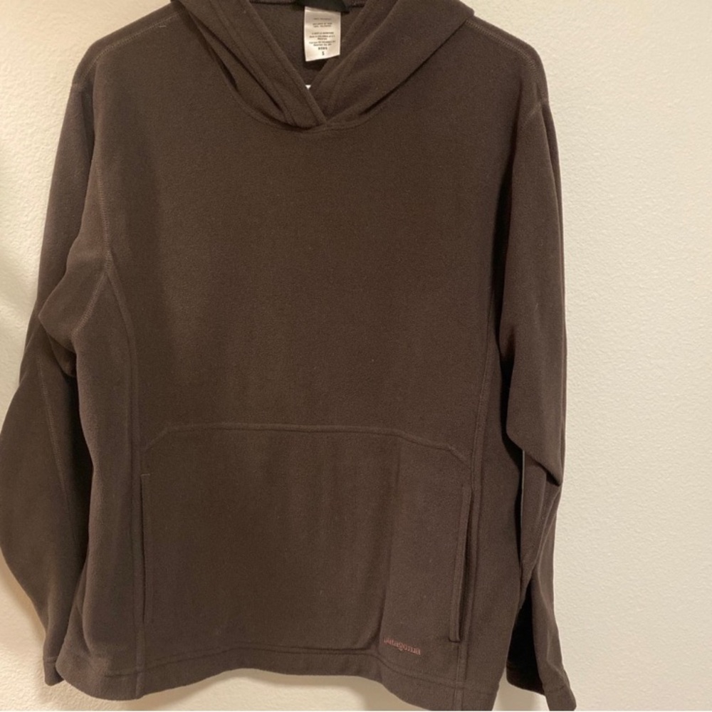 Patagonia Synchilla Fleece Hooded Pullover Men’s Small Dark Gray Zipper Pocket